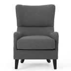 Fauteuil club contemporain en tissu avec pieds en bouleau, couleur bleu marine/charbon – Usage unique