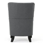 Fauteuil club contemporain en tissu avec pieds en bouleau, couleur bleu marine/charbon – Usage unique