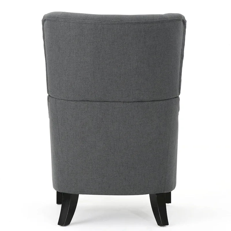 Fauteuil club contemporain en tissu avec pieds en bouleau, couleur bleu marine/charbon – Usage unique
