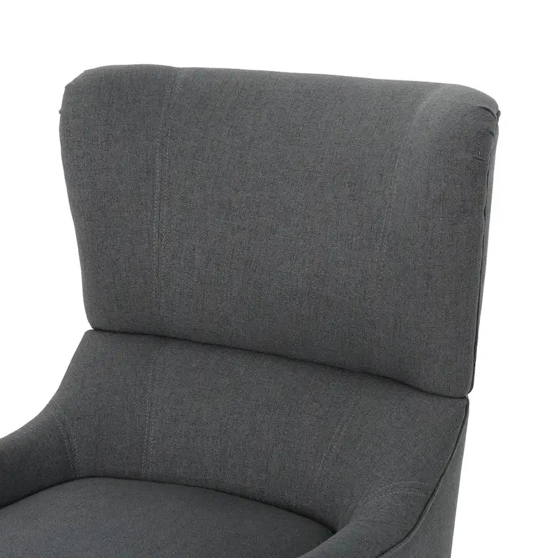 Fauteuil club contemporain en tissu avec pieds en bouleau, couleur bleu marine/charbon – Usage unique
