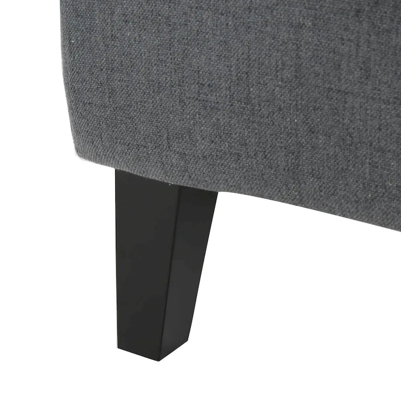 Fauteuil club contemporain en tissu avec pieds en bouleau, couleur bleu marine/charbon – Usage unique