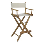 Chaise de réalisateur pliable, hauteur bar, en chêne américain, naturel/noir/chêne Mission, avec toile de coton – Usage unique