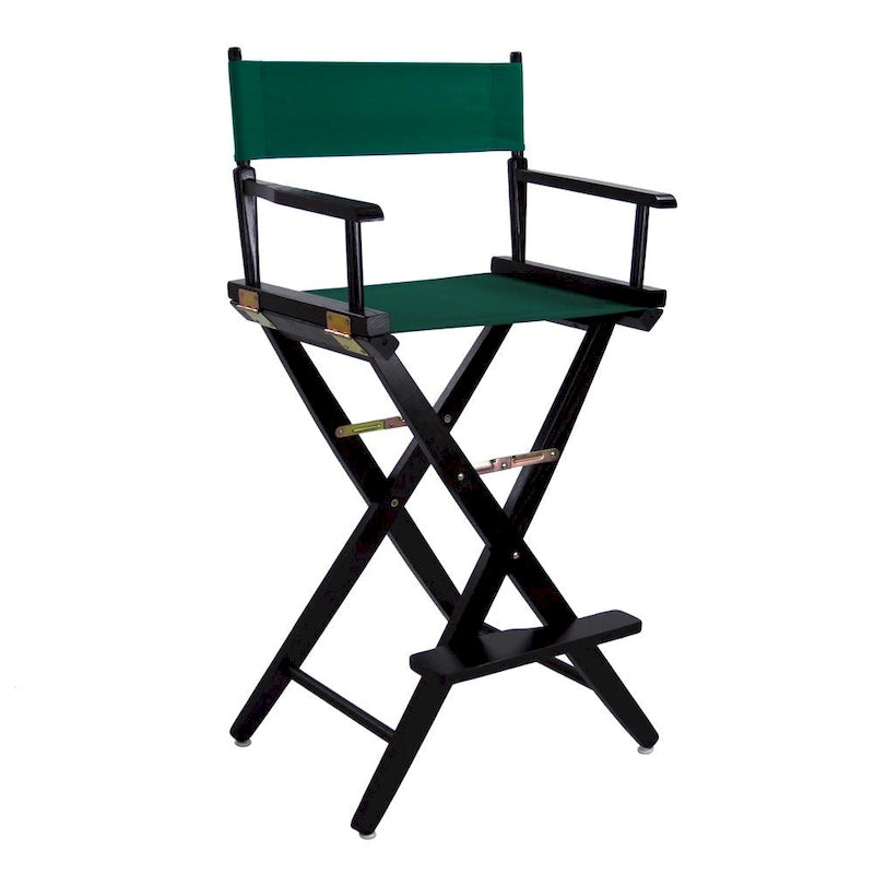 Chaise de réalisateur pliable, hauteur bar, en chêne américain, naturel/noir/chêne Mission, avec toile de coton – Usage unique