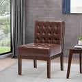 Fauteuil d'appoint capitonné en similicuir gaufré marron foncé/cognac/bleu nuit avec pieds espresso foncé - Usage unique