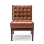 Fauteuil d'appoint capitonné en similicuir gaufré marron foncé/cognac/bleu nuit avec pieds espresso foncé - Usage unique