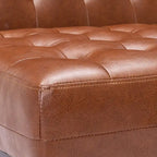 Fauteuil d'appoint capitonné en similicuir gaufré marron foncé/cognac/bleu nuit avec pieds espresso foncé - Usage unique