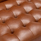 Fauteuil d'appoint capitonné en similicuir gaufré marron foncé/cognac/bleu nuit avec pieds espresso foncé - Usage unique