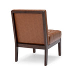 Fauteuil d'appoint capitonné en similicuir gaufré marron foncé/cognac/bleu nuit avec pieds espresso foncé - Usage unique