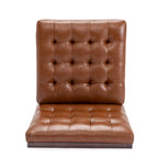 Fauteuil d'appoint capitonné en similicuir gaufré marron foncé/cognac/bleu nuit avec pieds espresso foncé - Usage unique