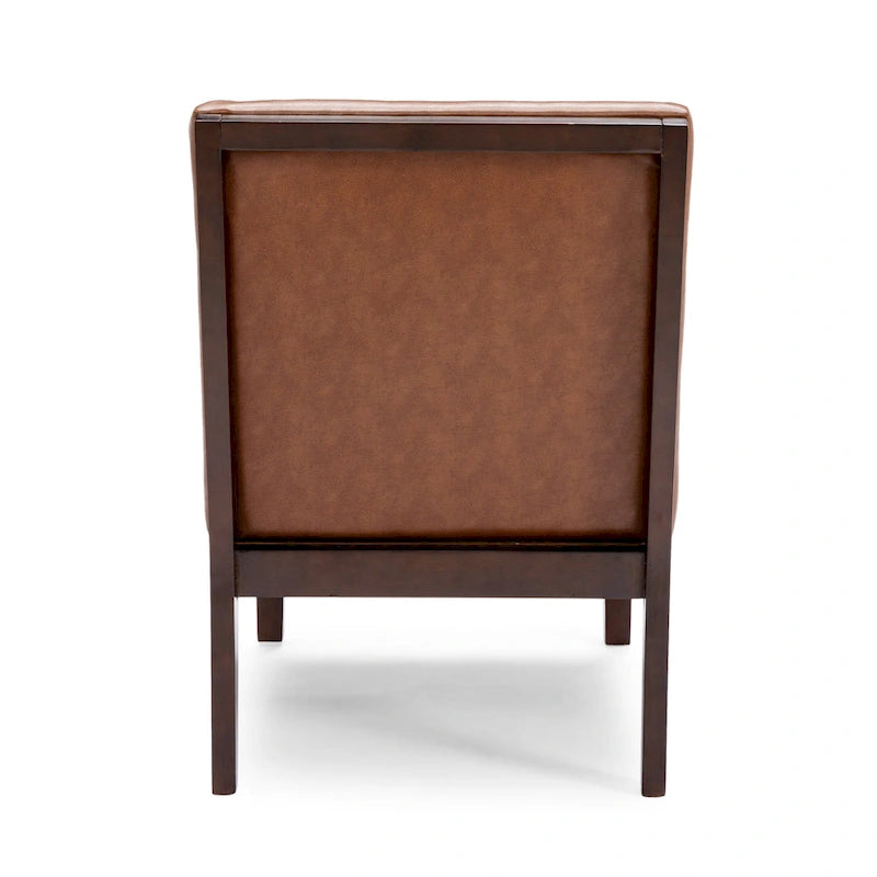 Fauteuil d'appoint capitonné en similicuir gaufré marron foncé/cognac/bleu nuit avec pieds espresso foncé - Usage unique