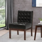 Fauteuil d'appoint capitonné en similicuir gaufré marron foncé/cognac/bleu nuit avec pieds espresso foncé - Usage unique