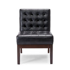 Fauteuil d'appoint capitonné en similicuir gaufré marron foncé/cognac/bleu nuit avec pieds espresso foncé - Usage unique