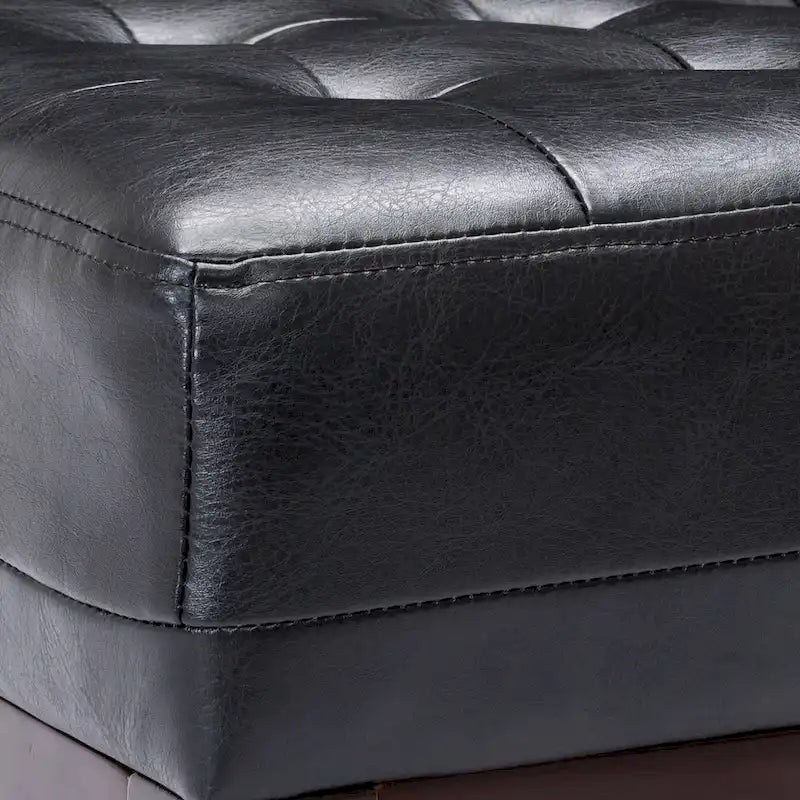 Fauteuil d'appoint capitonné en similicuir gaufré marron foncé/cognac/bleu nuit avec pieds espresso foncé - Usage unique