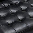 Fauteuil d'appoint capitonné en similicuir gaufré marron foncé/cognac/bleu nuit avec pieds espresso foncé - Usage unique
