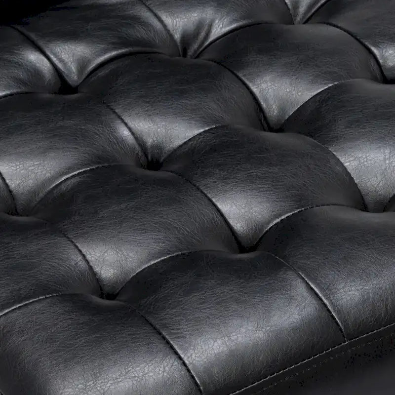 Fauteuil d'appoint capitonné en similicuir gaufré marron foncé/cognac/bleu nuit avec pieds espresso foncé - Usage unique