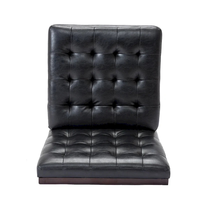 Fauteuil d'appoint capitonné en similicuir gaufré marron foncé/cognac/bleu nuit avec pieds espresso foncé - Usage unique