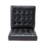 Fauteuil d'appoint capitonné en similicuir gaufré marron foncé/cognac/bleu nuit avec pieds espresso foncé - Usage unique