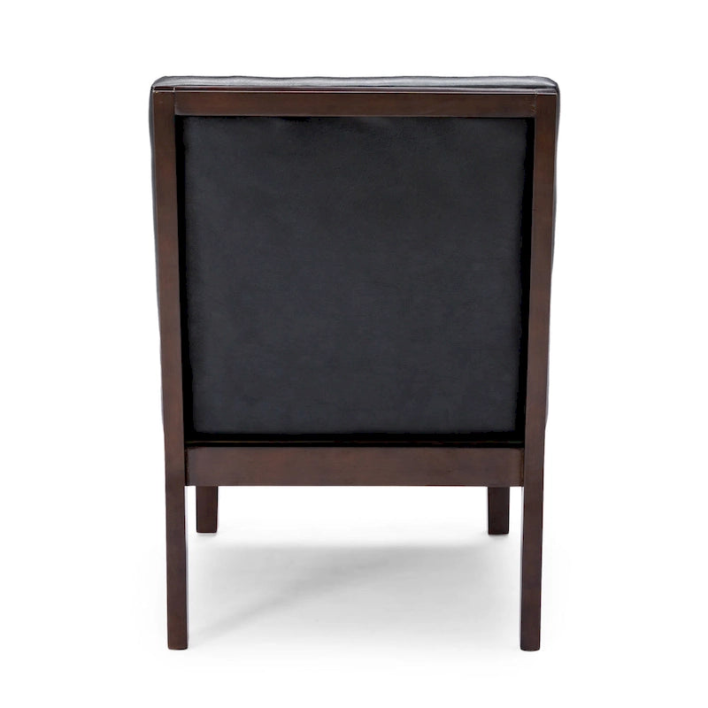 Fauteuil d'appoint capitonné en similicuir gaufré marron foncé/cognac/bleu nuit avec pieds espresso foncé - Usage unique