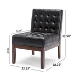 Fauteuil d'appoint capitonné en similicuir gaufré marron foncé/cognac/bleu nuit avec pieds espresso foncé - Usage unique
