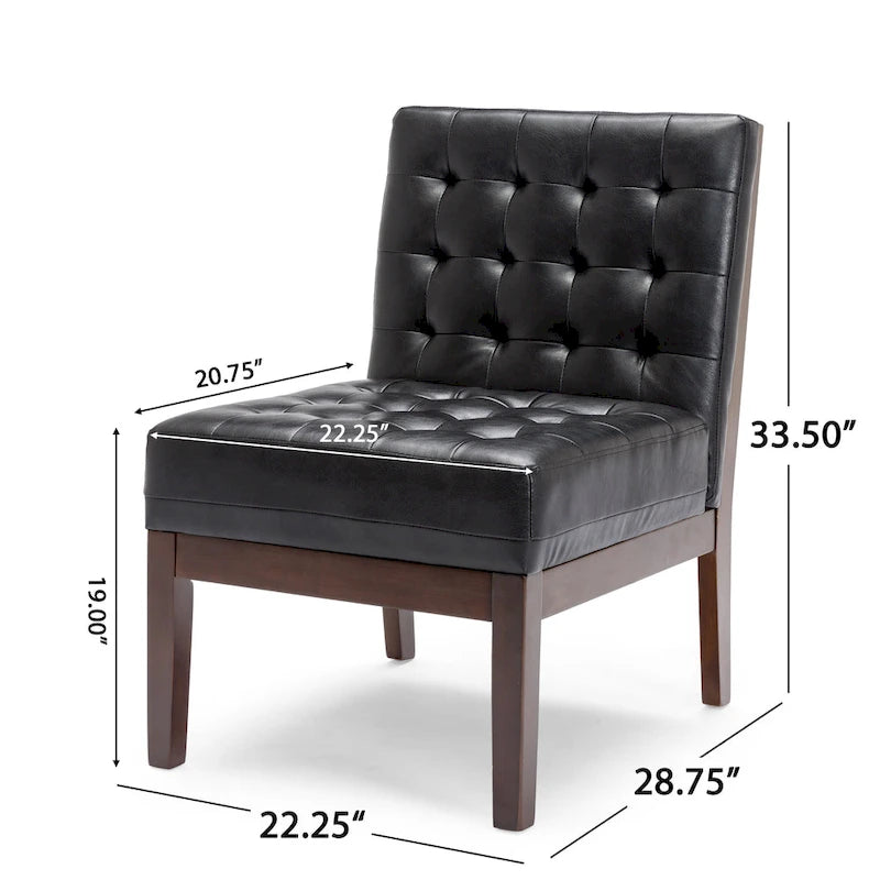 Fauteuil d'appoint capitonné en similicuir gaufré marron foncé/cognac/bleu nuit avec pieds espresso foncé - Usage unique