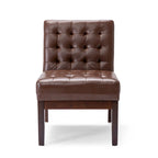 Fauteuil d'appoint capitonné en similicuir gaufré marron foncé/cognac/bleu nuit avec pieds espresso foncé - Usage unique