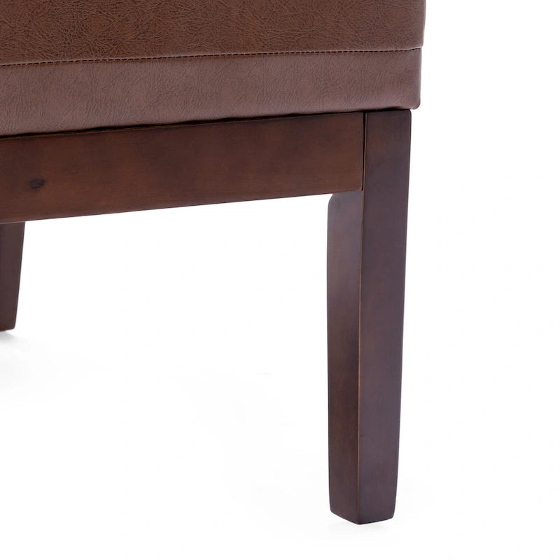 Fauteuil d'appoint capitonné en similicuir gaufré marron foncé/cognac/bleu nuit avec pieds espresso foncé - Usage unique