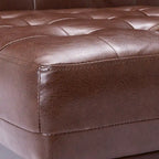 Fauteuil d'appoint capitonné en similicuir gaufré marron foncé/cognac/bleu nuit avec pieds espresso foncé - Usage unique