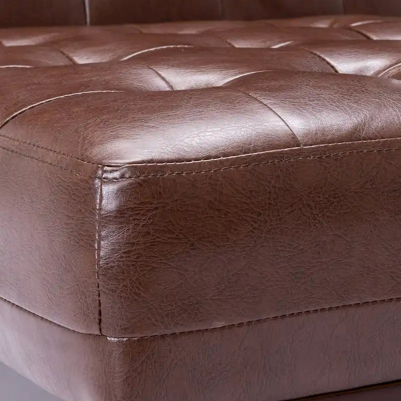 Fauteuil d'appoint capitonné en similicuir gaufré marron foncé/cognac/bleu nuit avec pieds espresso foncé - Usage unique