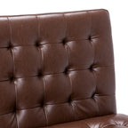 Fauteuil d'appoint capitonné en similicuir gaufré marron foncé/cognac/bleu nuit avec pieds espresso foncé - Usage unique