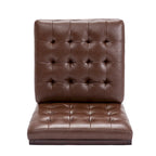 Fauteuil d'appoint capitonné en similicuir gaufré marron foncé/cognac/bleu nuit avec pieds espresso foncé - Usage unique