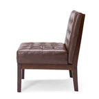 Fauteuil d'appoint capitonné en similicuir gaufré marron foncé/cognac/bleu nuit avec pieds espresso foncé - Usage unique