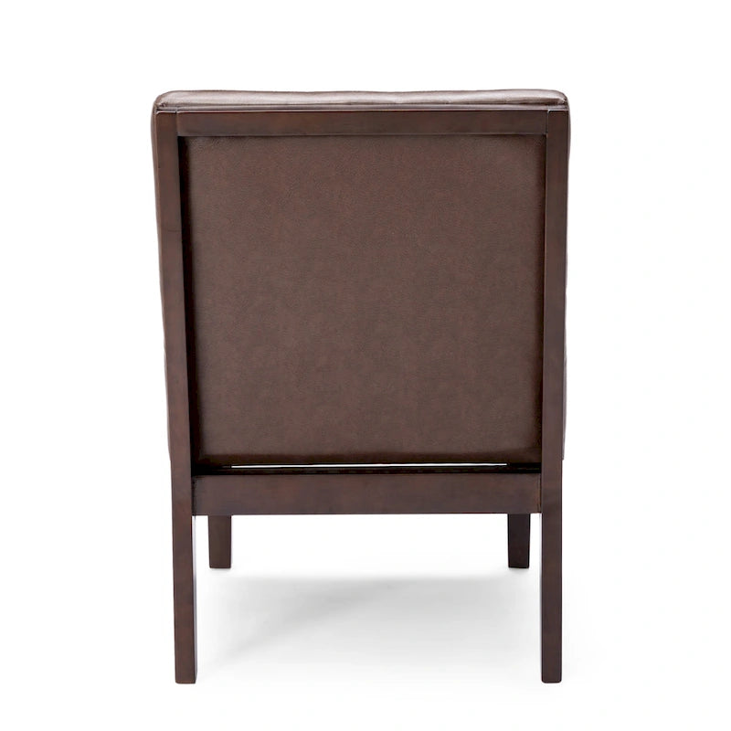 Fauteuil d'appoint capitonné en similicuir gaufré marron foncé/cognac/bleu nuit avec pieds espresso foncé - Usage unique