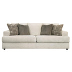 Canapé-lit contemporain en chenille couleur pierre, grand modèle, avec matelas escamotable en mousse à mémoire de forme - 3 places