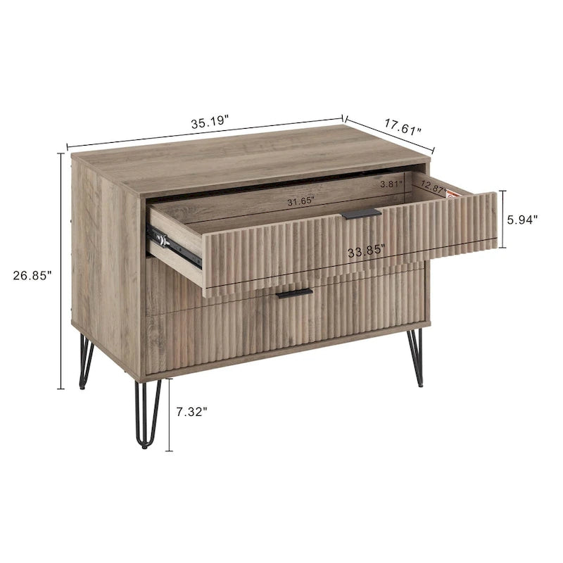 Commode moderne à 3 tiroirs, pieds évasés dorés, Brun doré / Blanc et gris / Noir / Gris / Blanc / Bleu nuit / Vert olive - Utilisation unique