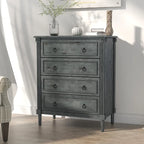 Commode traditionnelle en bois massif à 4 tiroirs - Gris antique / Blanc antique / Espresso - Usage unique