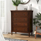 Commode traditionnelle en bois massif à 4 tiroirs - Gris antique / Blanc antique / Espresso - Usage unique