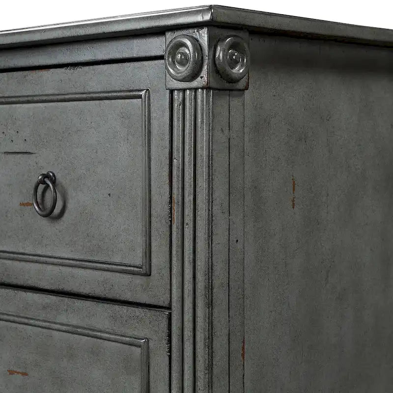 Commode traditionnelle en bois massif à 4 tiroirs - Gris antique / Blanc antique / Espresso - Usage unique
