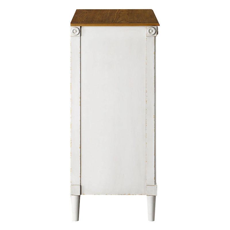 Commode traditionnelle en bois massif à 4 tiroirs - Gris antique / Blanc antique / Espresso - Usage unique