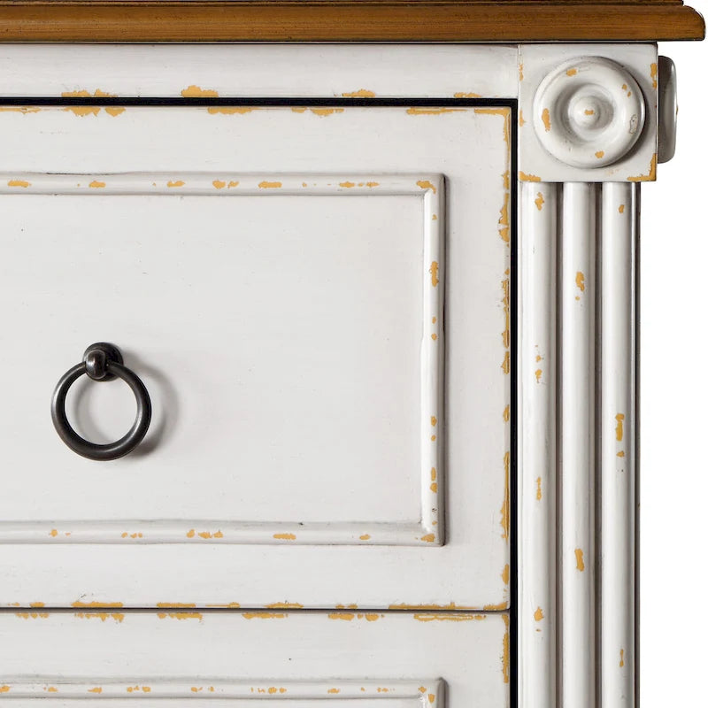 Commode traditionnelle en bois massif à 4 tiroirs - Gris antique / Blanc antique / Espresso - Usage unique