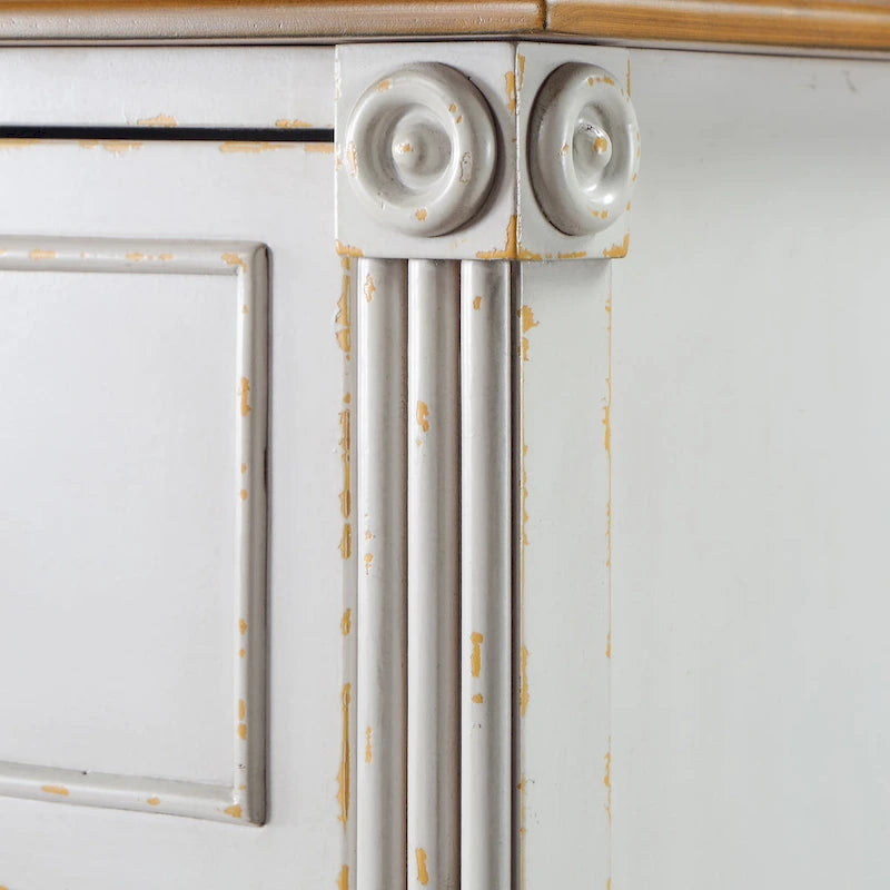 Commode traditionnelle en bois massif à 4 tiroirs - Gris antique / Blanc antique / Espresso - Usage unique