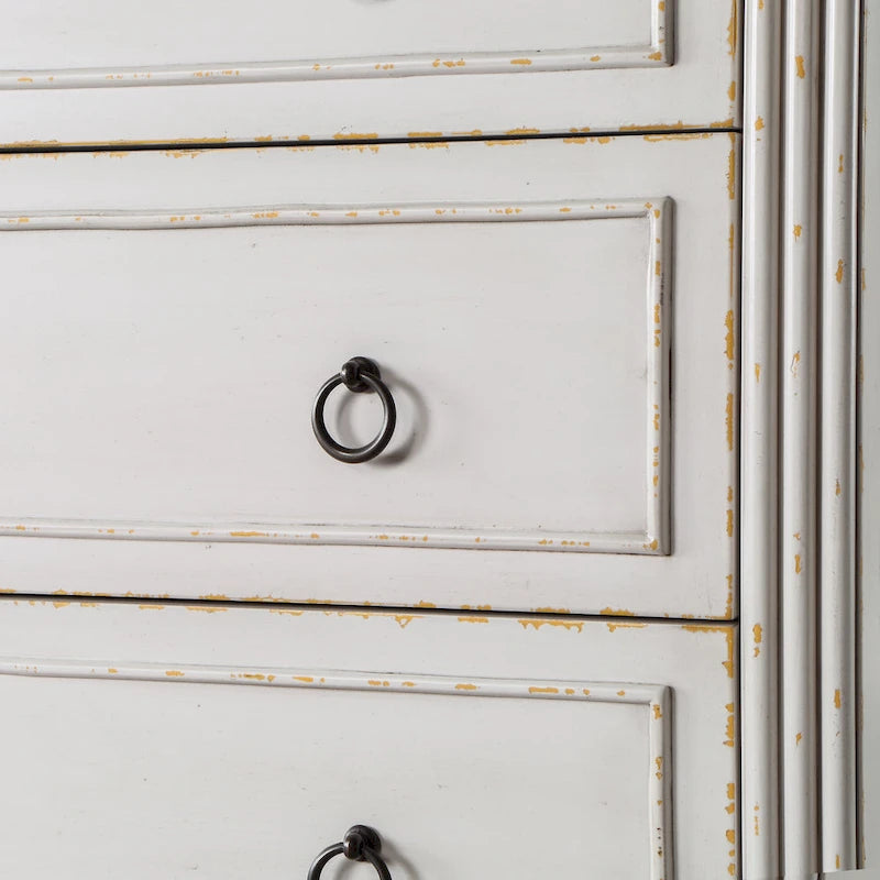 Commode traditionnelle en bois massif à 4 tiroirs - Gris antique / Blanc antique / Espresso - Usage unique