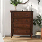 Commode traditionnelle en bois massif à 4 tiroirs - Gris antique / Blanc antique / Espresso - Usage unique