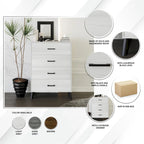 Commode en bois classique à 4 tiroirs gris clair / marron / gris foncé - Usage unique
