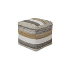 Pouf ottoman repose-pieds tissé à rayures multicolores – Usage unique
