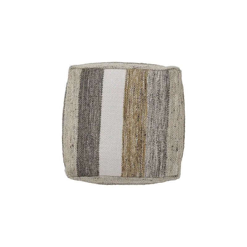 Pouf ottoman repose-pieds tissé à rayures multicolores – Usage unique