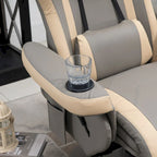 Fauteuil inclinable manuel en similicuir gris avec rotation à 360°, repose-pieds réglable et porte-gobelet - Usage individuel