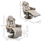 Fauteuil inclinable manuel en similicuir gris avec rotation à 360°, repose-pieds réglable et porte-gobelet - Usage individuel