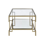 Table basse Art Déco en verre trempé couleur champagne avec étagère inférieure miroir