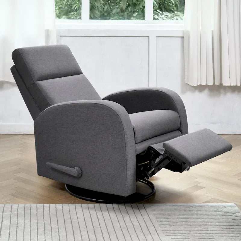 Fauteuil inclinable planeur manuel gris avec mouvement à 360° et repose-pieds rembourré - Utilisation individuelle
