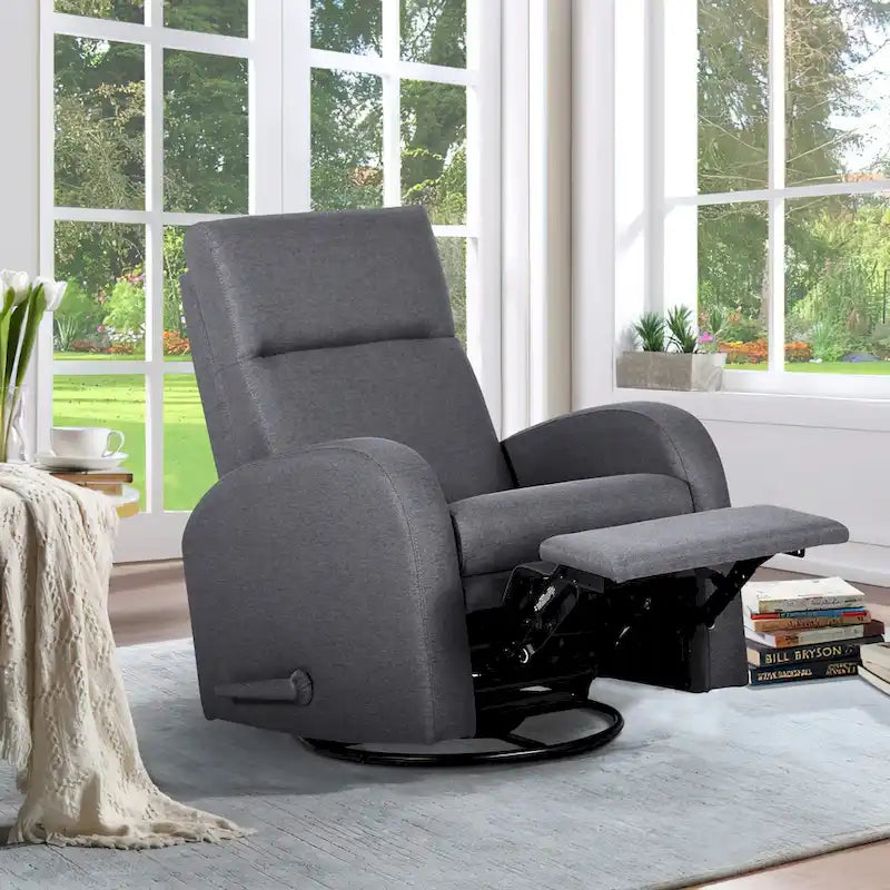 Fauteuil inclinable planeur manuel gris avec mouvement à 360° et repose-pieds rembourré - Utilisation individuelle